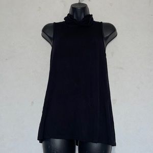 Women’s size S/M black turtleneck, tank top, with ear loops for masking.